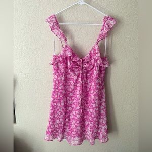 Pink and White Floral Dress